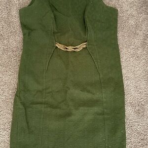 Taylor Olive Green Mini Dress with Gold Accent
